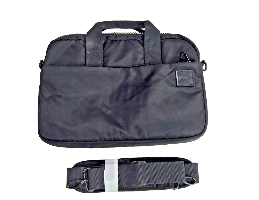 INCASE Black Canvas Laptop Briefcase Messenger Bag 14" Adjustable Strap Unisex